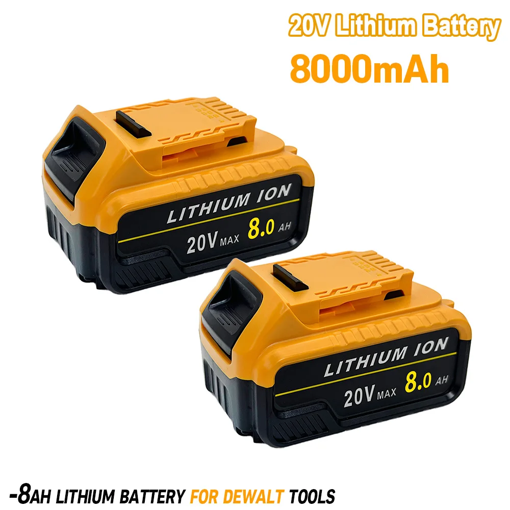 

2Pack 20V 8.0Ah Lithium Battery Replacement for Dewalt 20V MAX Battery Compatible with DCB200 DCB201 DCB203 DCB204 DCB205 DCB206