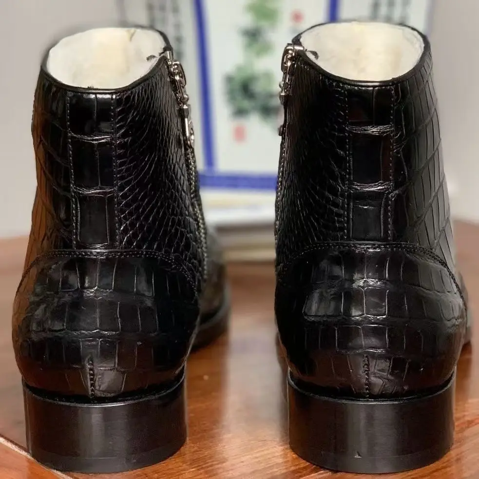 2025 new arrival winter crocodile skin wool liner Boots men, PDD688 view 4