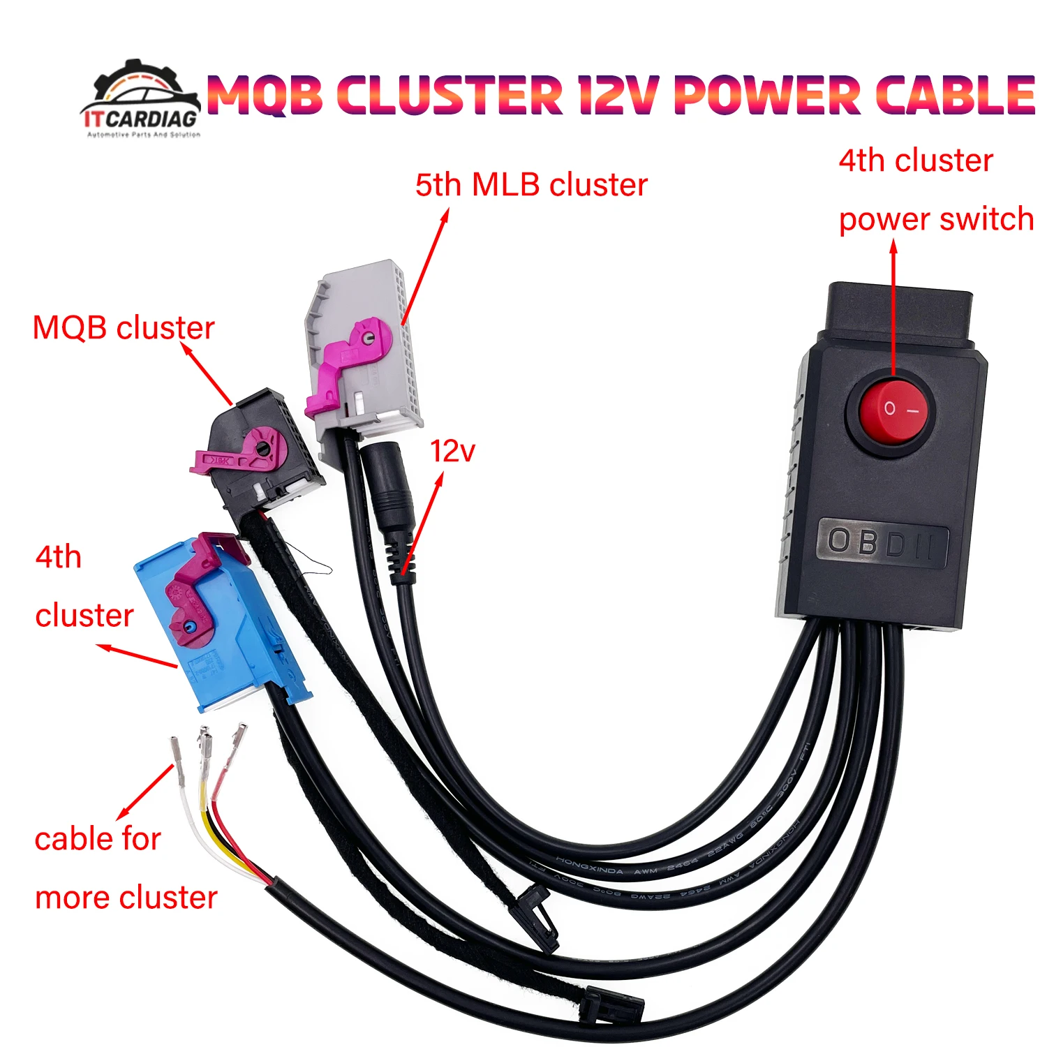 MQB Cluster 12V Power Test Cable 4th ID48 Key Program Cable 5th Cluster Cable MQB NEC35XX Cable MQB48 Instrument Cable fit VVDI2