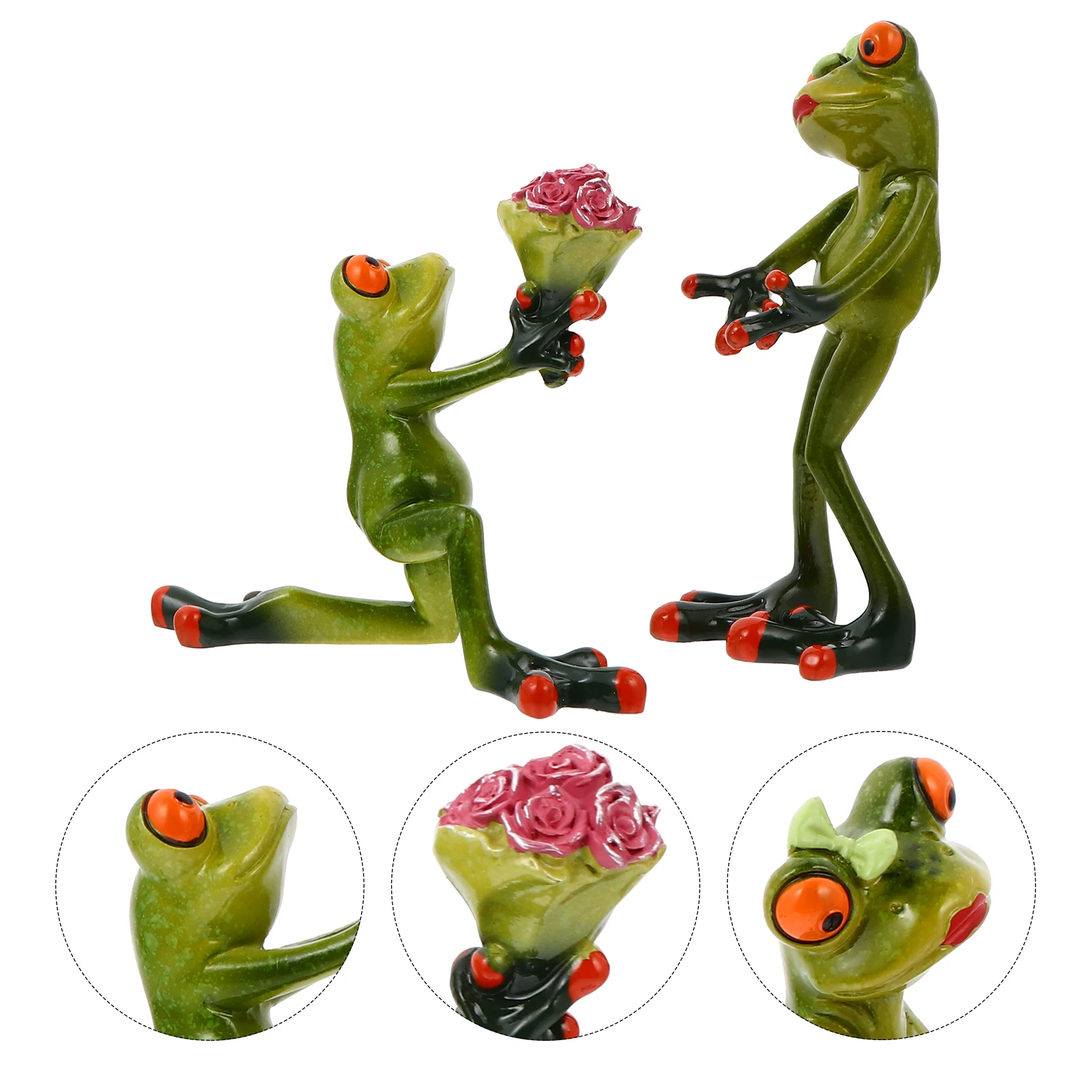 

Premium Resin Frog Figurines Home Decor 3D Desktop Sculpture Wedding Proposal Party Gift for Lovers Couple Figurine Novelty