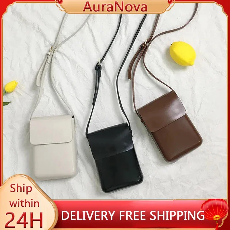 レディース ミニ PU フリップトップ クロスボディ & ソリッドカラー デザイナー トート（携帯電話用）