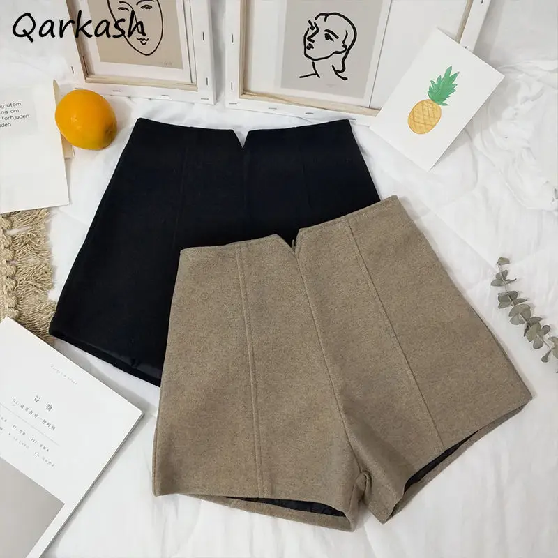 

Basic Woolen Shorts Women Winter Gentle High Waist Harajuku All-match Temperament Korean Fashion Clothing Elegant Office Ladies