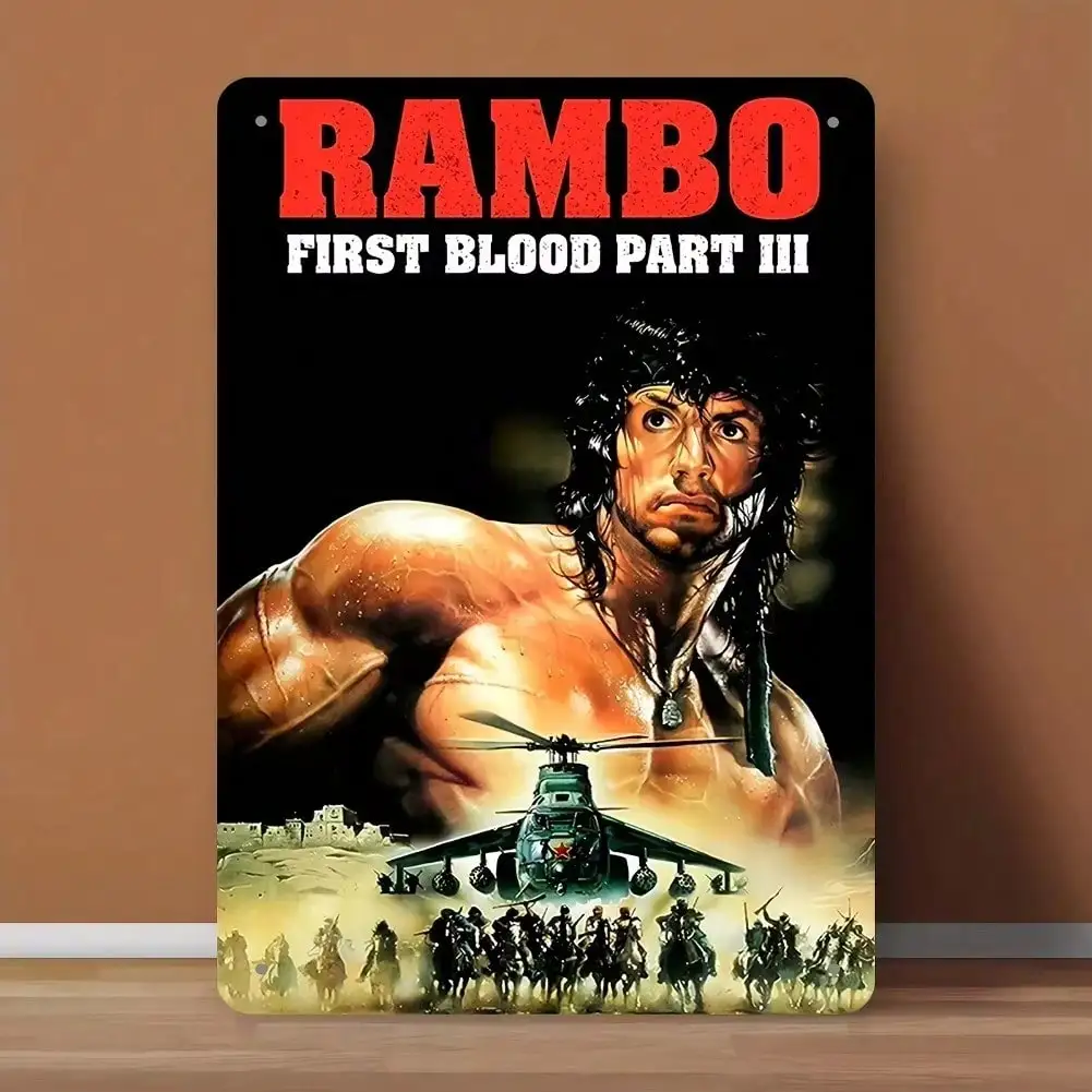 Vintage Rambo Metal Sign 12x8inch 