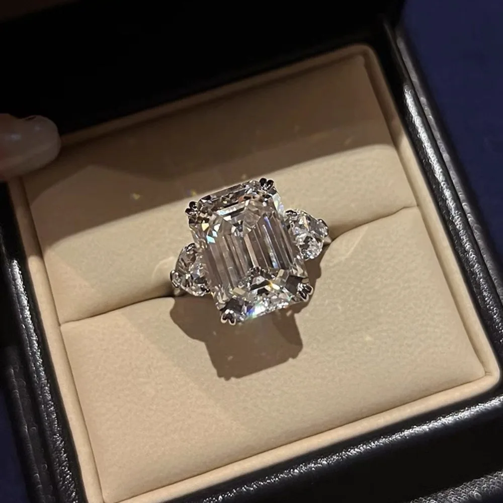 

S925 sterling silver pagoda cut sugar cube ring hot-selling luxury women's high-end exquisite jewelry gift
