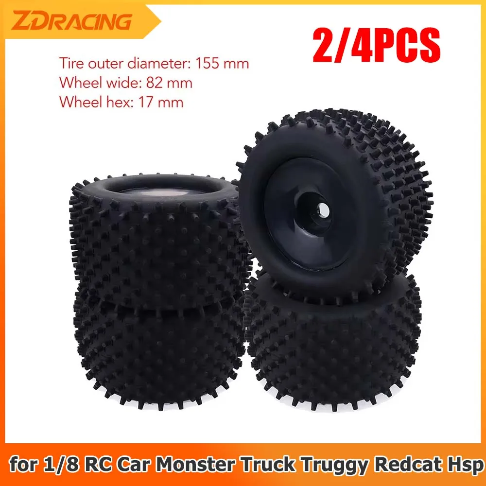 ZD Racing 2/4PCS 1/8 RC Tires 155mm Diameter 17mm Hex Skidproof Tyre for 1/8 RC Car Monster Truck Truggy Redcat Hsp Kyosho Parts