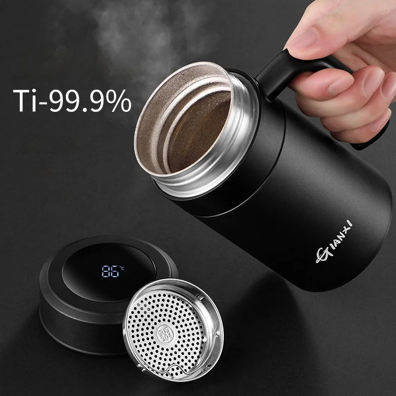 GIANXI Pure Titanium Thermos Cup Tea Cup Tea Separation Cup With Handle Large Capacity men\'s Business Office Water Cup