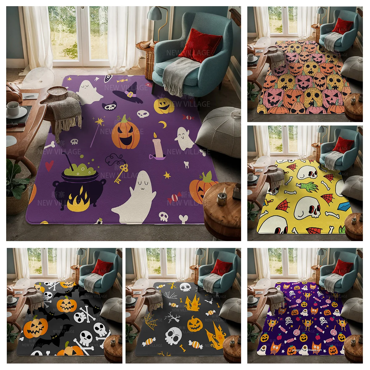 House entrance carpet Home door mat Living Room Bath Foot bathroom non-slip water absorption rugs bath Halloween Autumn Pumpkin