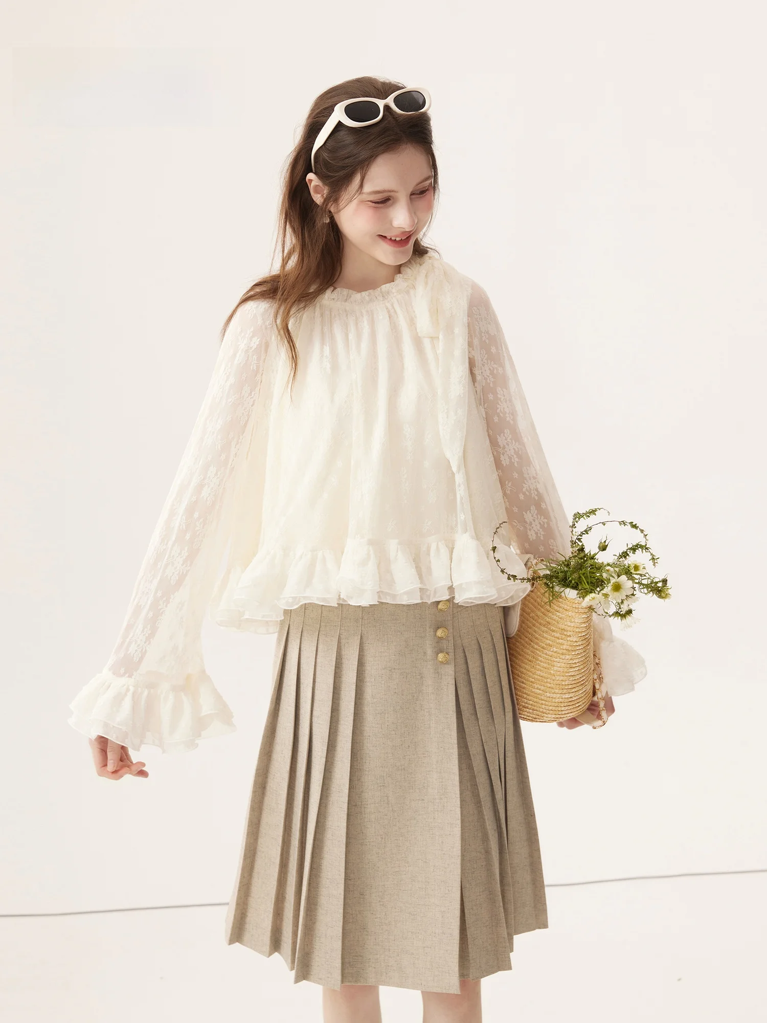 

Cindral New Women's Slim Fit Lace Splice Sweater Set Ele Commuting Sle Long Sve round Ne ort Length Color