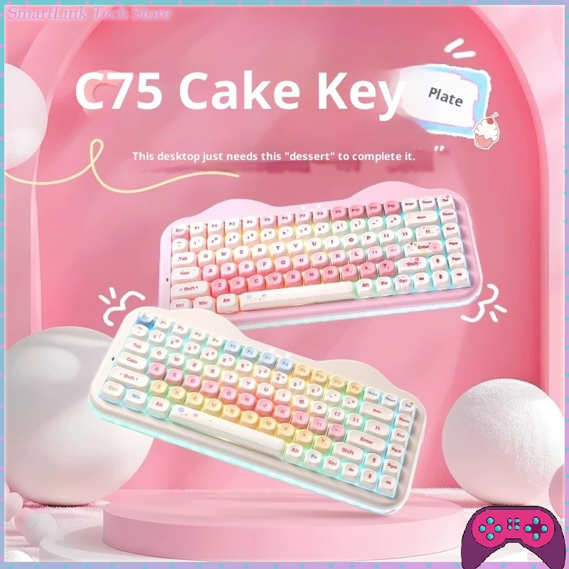 Keyset Universe C75 Keyboards Three-Mode Wireless 84-Key RGB Hot-Swappable Customizable Office Universal Mac Keyboard Gifts