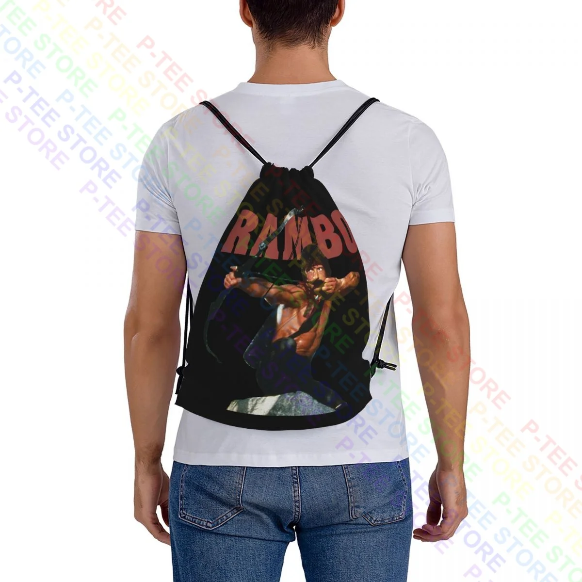 رامبو أول الدم جون اطلاق النار القوس السهم الرباط أكياس حقيبة قاعة رياضة Bookbag حقيبة أحذية خفيفة الوزن مدرسة الرياضة حقيبة #5