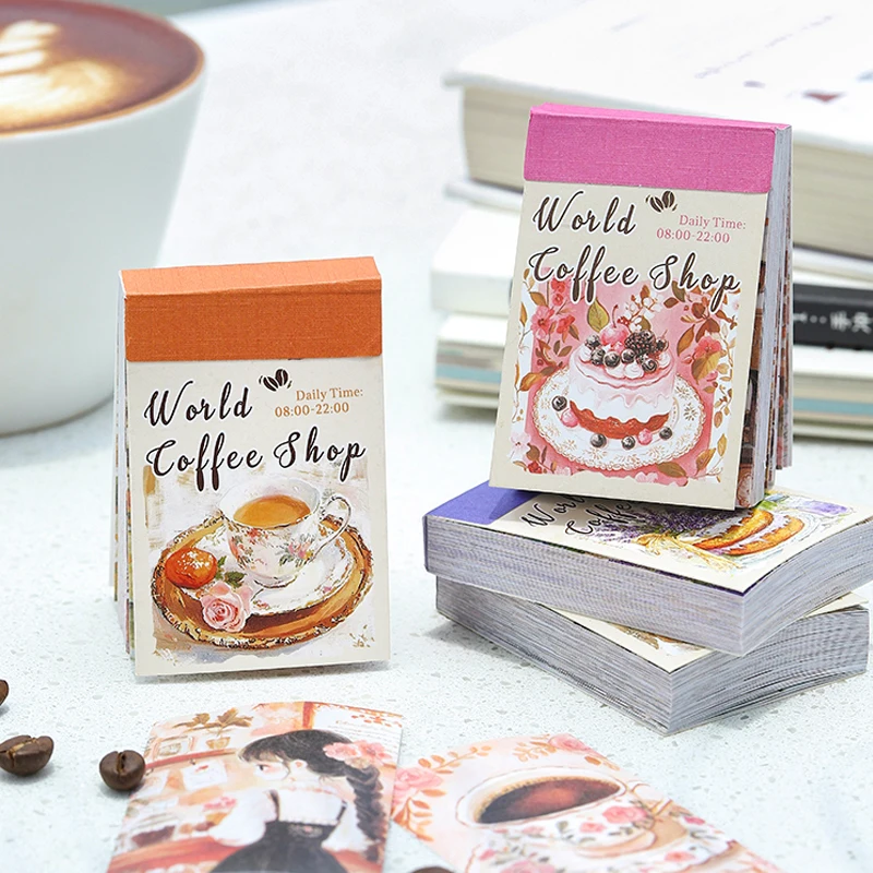 100pcs Coffee Shop Series Coffee Theme Header Sticker Book Handbook Collage Material DIY Calendar Greeting Card Photo Frame