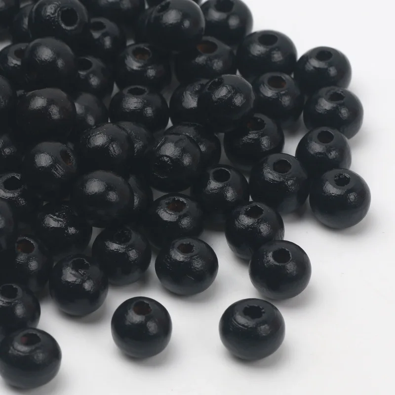 50/100/200pcs 6/8/10mm Natural Wood Beads Black Wooden Loose Spacer Beads For Diy Bracelet Necklace Jewelry Making Accessories