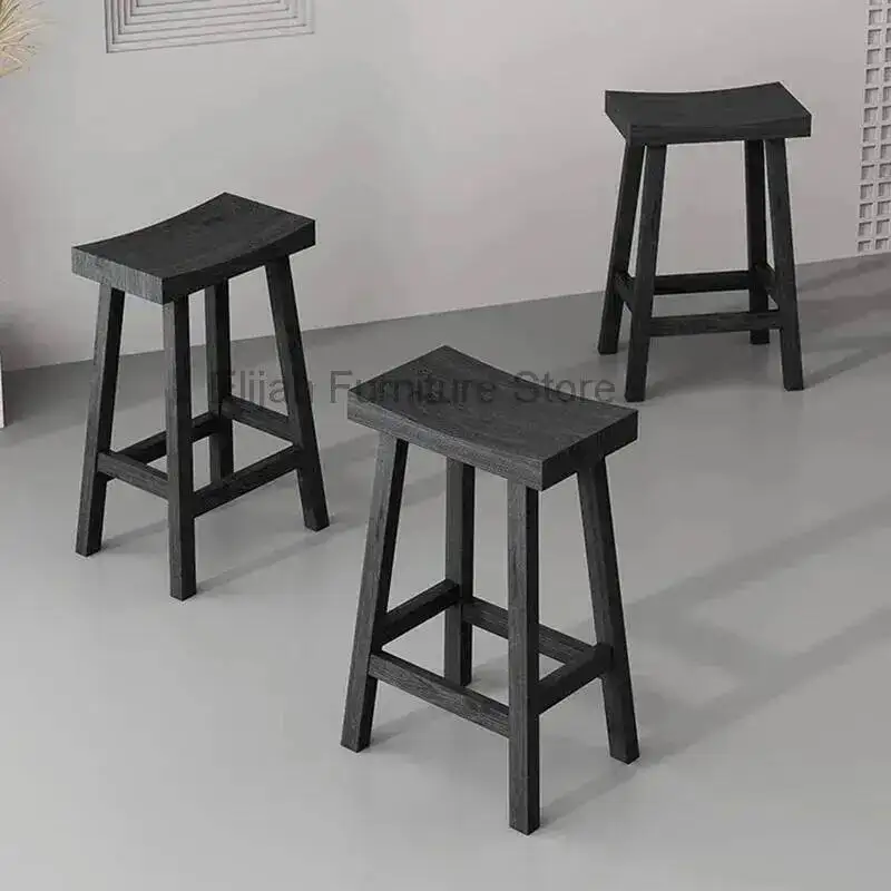 

Simple Solid Casual Wood Stools And Bar Home Bar Chair Island Table Black Furniture Banqueta