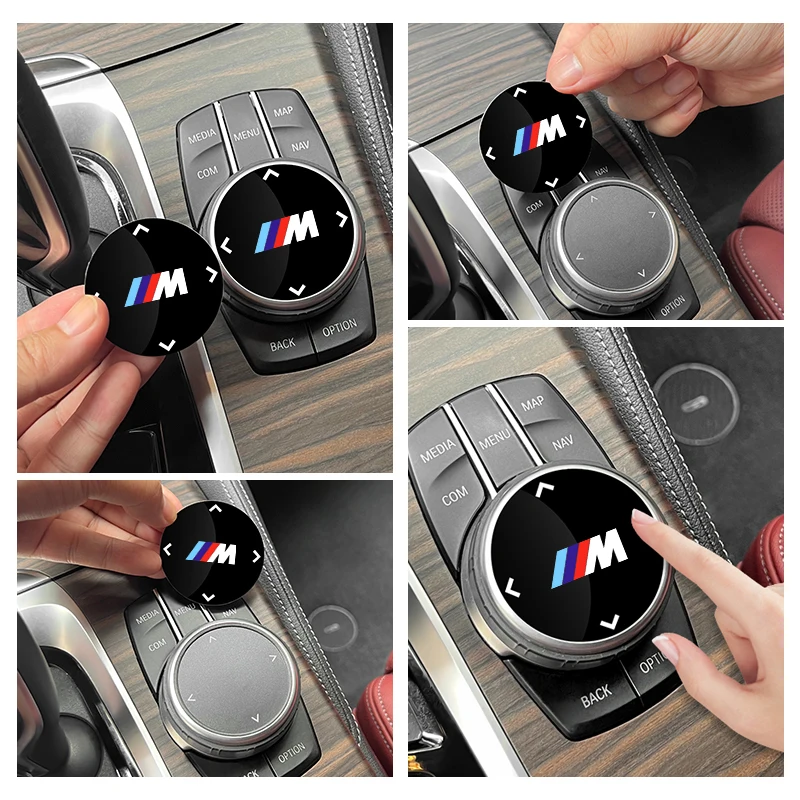 For BMW 3 Series 5 Series G20 G30 X3 X5 F15 F25 G01 G05 7 Series G11 G12 Car Multimedia Knob Badge Stickers Car Accessories