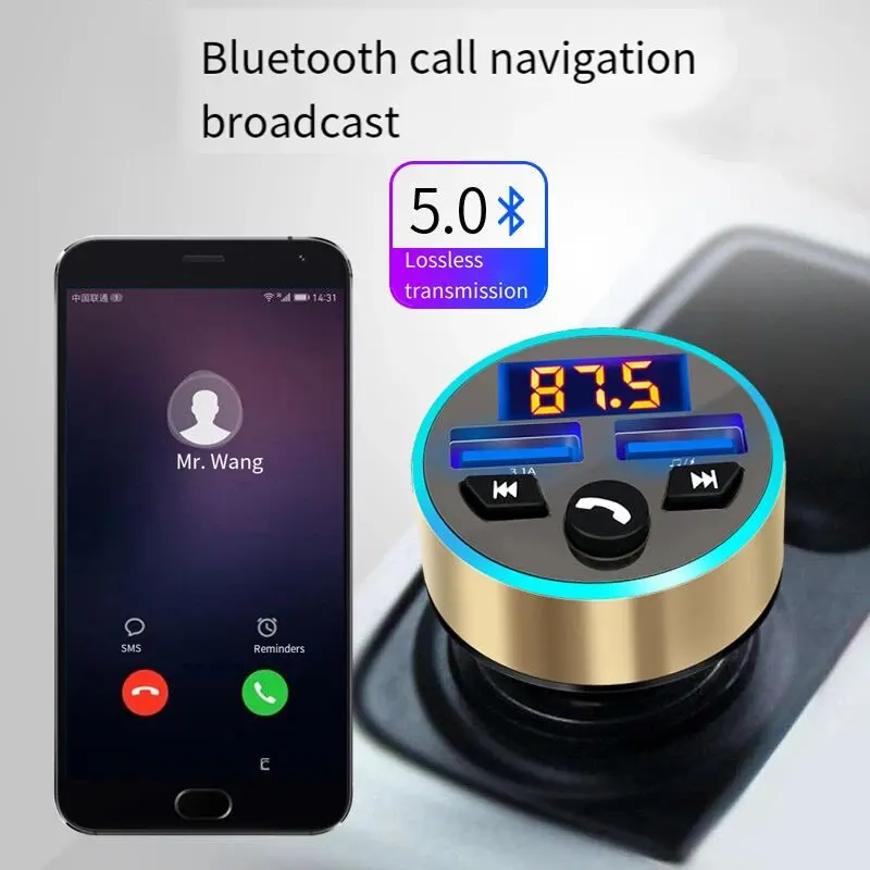 차량용 무손실 오디오 품질 블루투스 리시버, MP3 플레이어, 담배 라이터 소켓 및 충전기 포함 자동차 어댑터