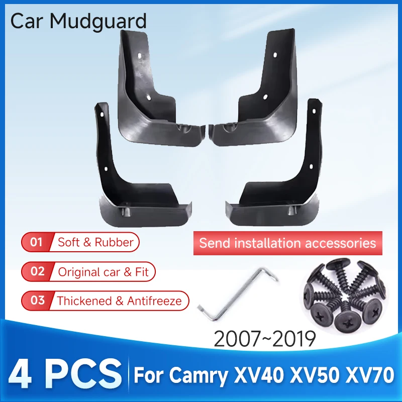 

Car Mudguard For Toyota Camry XV40 XV50 XV70 2007-2019 2018 4pcs ABS Fender Flares Mud Flap Splash Guard Wheel Parts Accessories