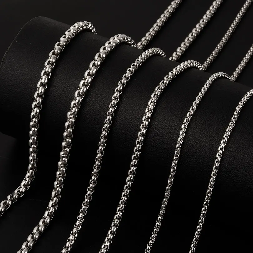 Width 2/2.5/3/4mm Silver Color Stainless Steel Box Chain Necklaces For Women Men Accessories 45/50/60/70/90cm Necklaces Jewelry