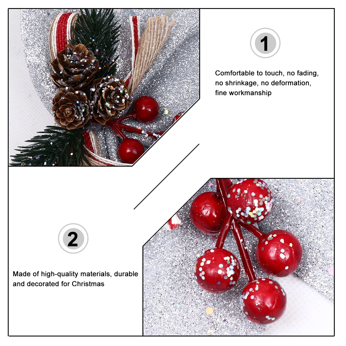 

4 Pcs Christmas Tree Pendant Decorations Ornament Set Large Bows for Hanging Trees Wood Bell Ornaments