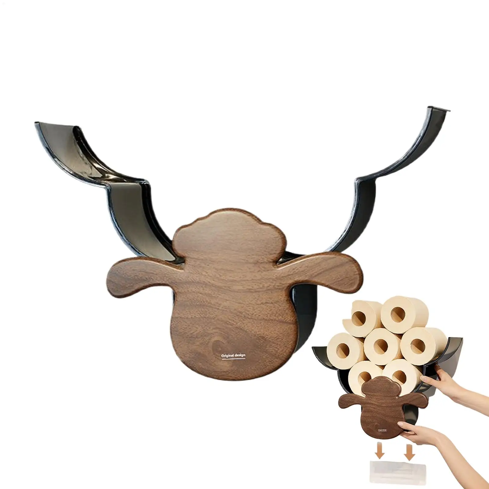 

Funny Toilet Paper Holder Sheep-Shaped Paper Towel Rack Wall Tissue Storage Rack Holds 12 Rolls Bathroom Organizer For Kitchen