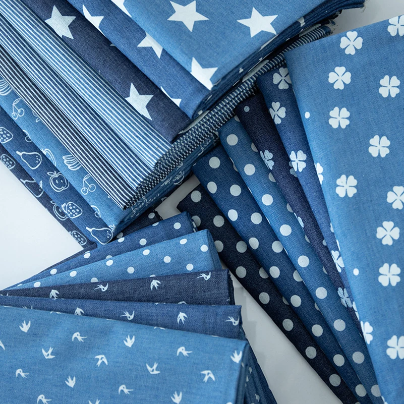 Thin Denim Fabric Cotton Printed Stripes Butterfly Stars for Sewing Summer Clothes Pants Per Half Meter