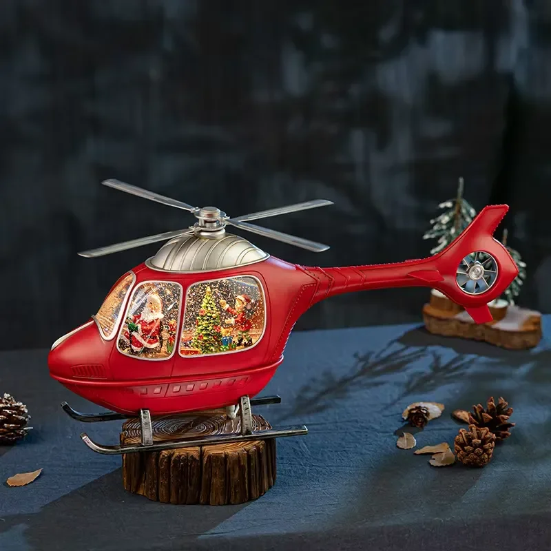 Victoria Owl Shaped Resin Hand-painted Artistic Christmas Music Box Crystal Ball Badge & Emblem Luminous Crafts Wholesale