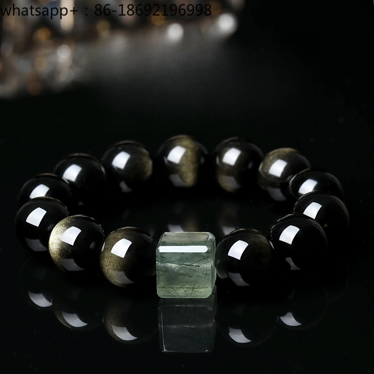 Natural Eyes Golden Obsidian Bracelet Green Hair Crystal Lucky Transshipment Crystal Bracelet Male