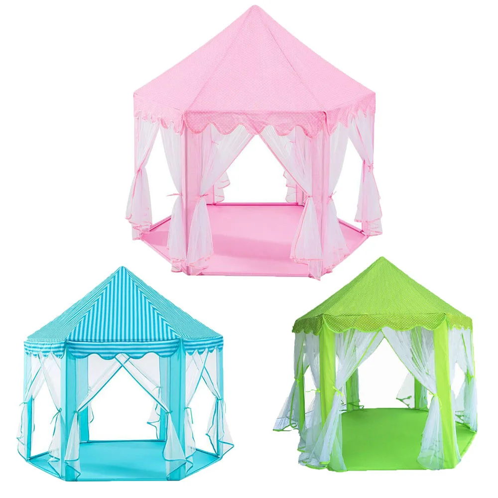 Baby Toy Tent Portable Folding Prince Princess Tent Children Castle Play House Kid Gift Outdoor Beach Zipper Tent Girls Gifts