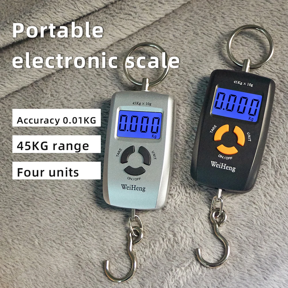 New 45kg/10g Portable Hanging Scale LCD Digital Luggage Suitcase Scale Handled Travel Baggage Bag Fish Weighting Hook Scales