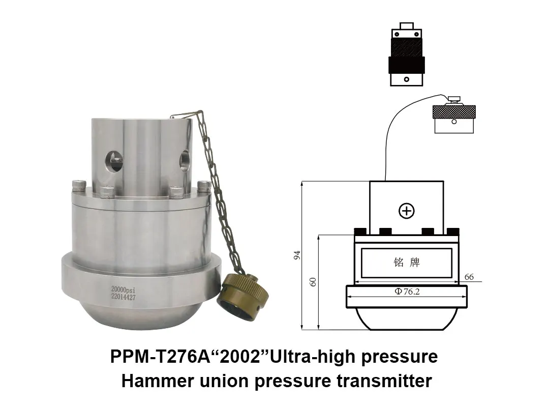 

PPM-T293A 1502 Hammer Union Pressure Sensor 0-5000 psi up to 0-20000 psi for Oil Well Drilling and Servicing