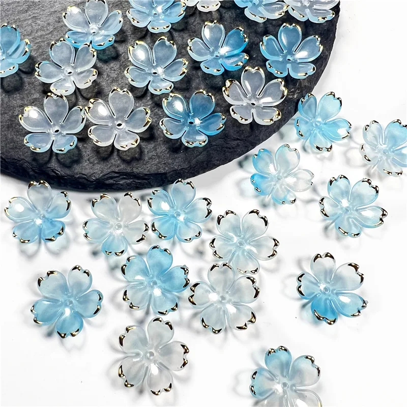 50 Stück Acryl Blumen perlen Kirschblüte Blüten blätter Charm Connectors DIY Hanfu Kleid Näh knöpfe Kleidung hand gefertigte Accessoires