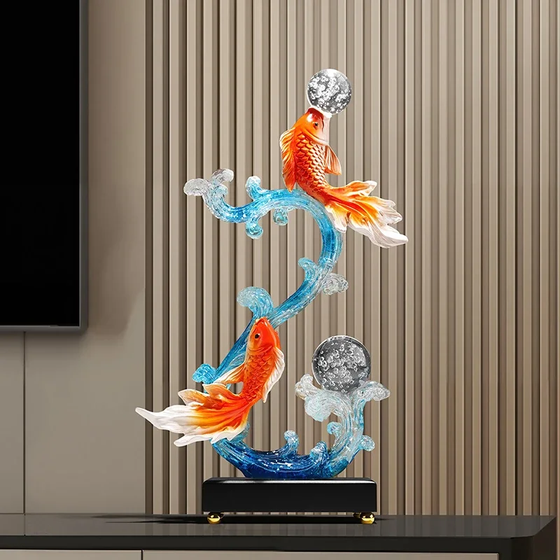 DSA -Fengsheng Shuiqi Koi fish ornament feeling living room TV entrance decoration housewarming gift