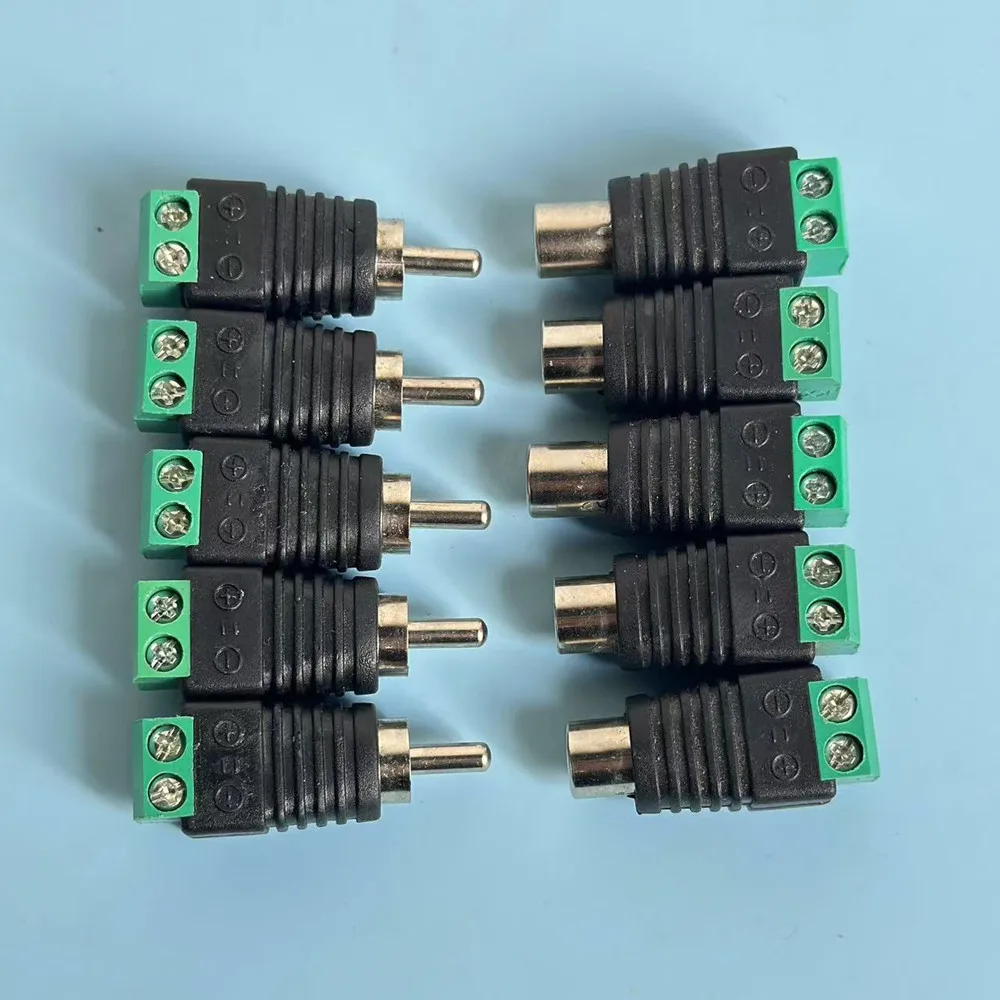 RCA Audio Speaker Connector RCA Male Plug Female Jack Wire Solder-free Press-on Spring Terminal Audio AV Cable Adapter