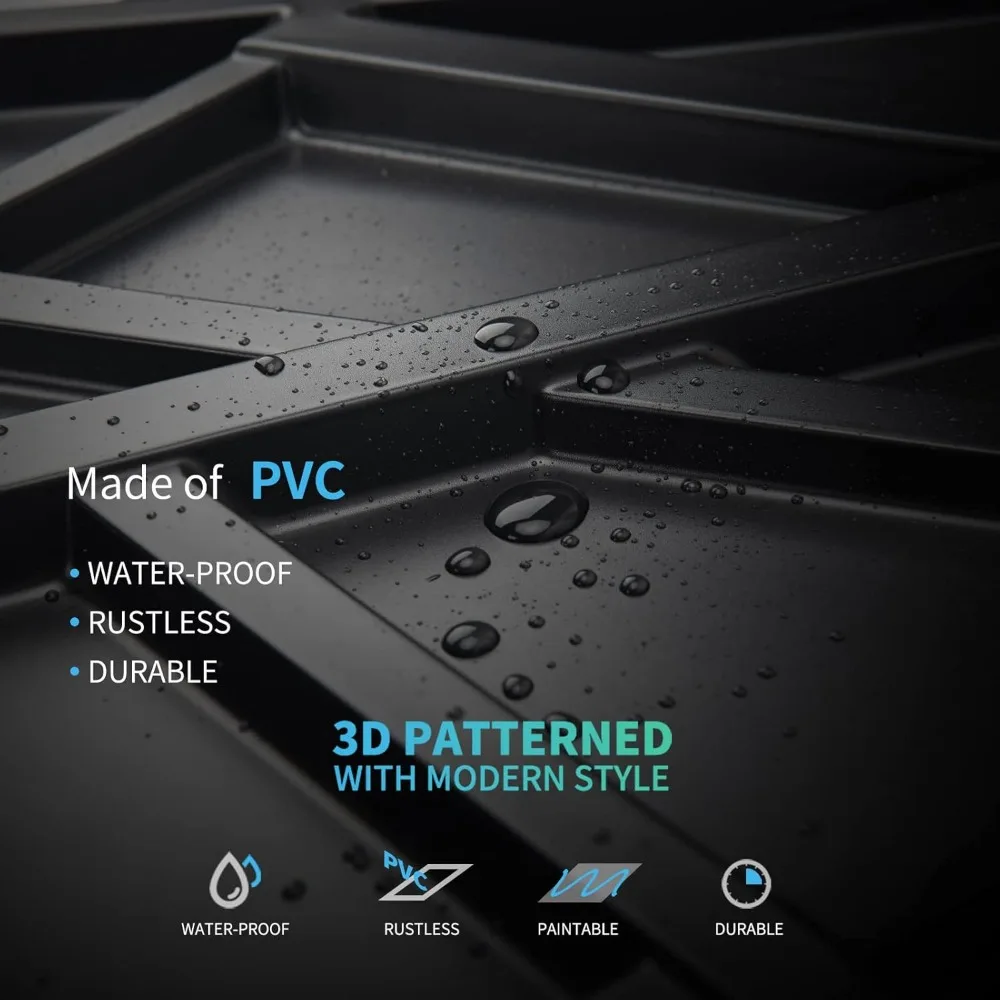 19.7 × 19.7 (عبوة من 12 قطعة) خطوط لوحة الحائط، أسود