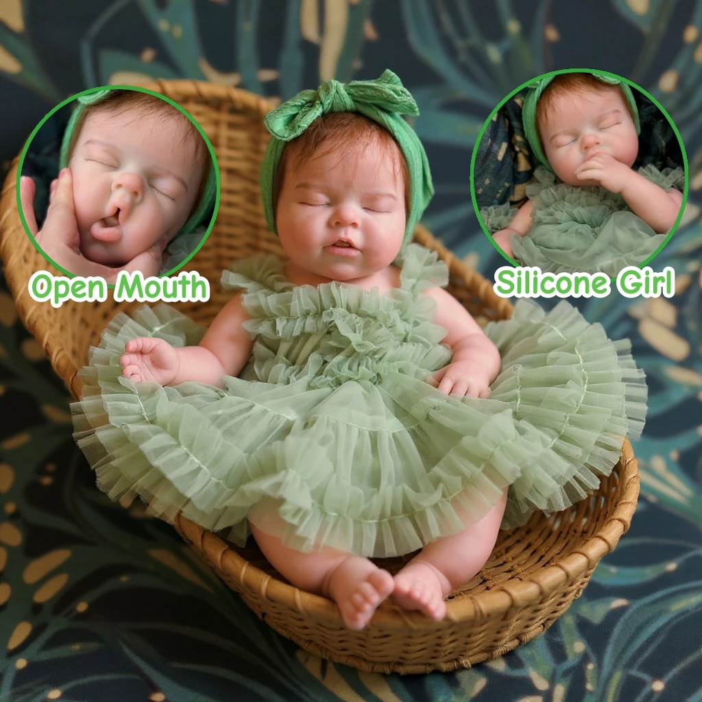 20 Polegada silicone reborn bebê boneca artesanal realista silicone menina com raízes mohair simulado dormindo criança presente colecionável
