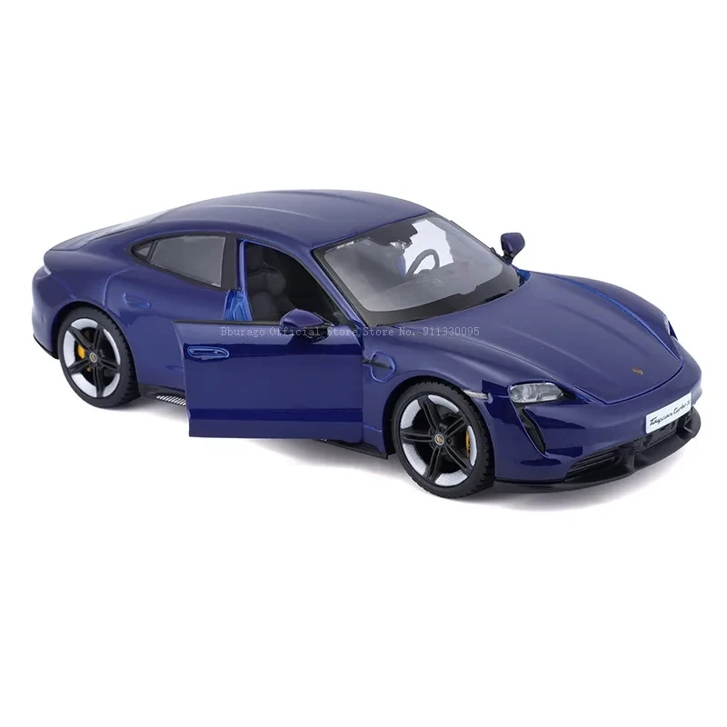 Bburago 1:24 Scale Porsche Taycan Turbo S Blue alloy racing car Alloy Luxury Vehicle Diecast Cars Model Toy Collection Gift