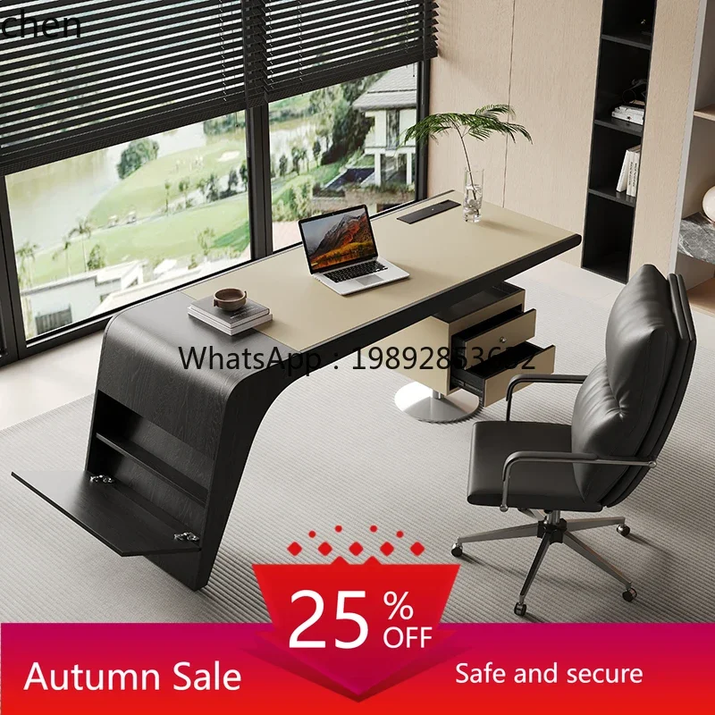 

minimalist light luxury modern study desktop computer desk home saddle leather writing workbench desk