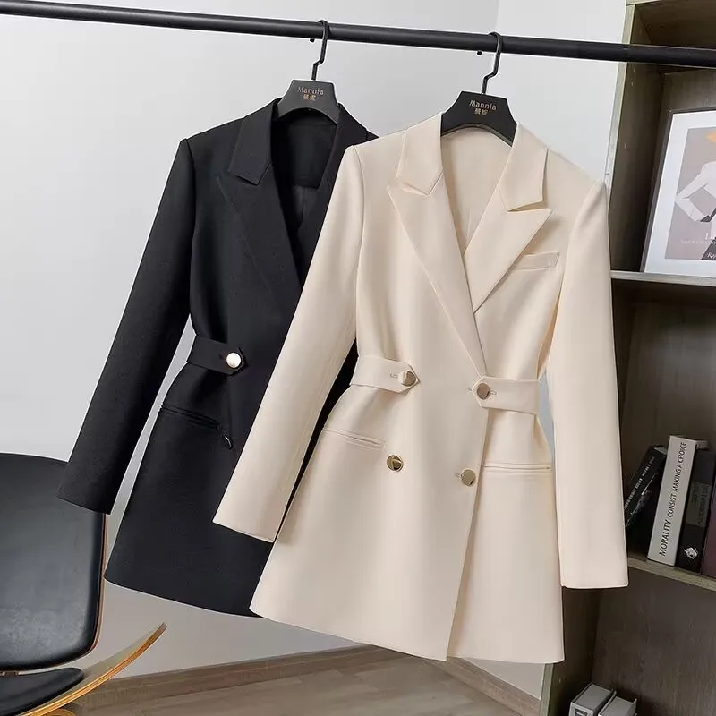 

Large Size Women Black Blazer Coat Spring Autumn Chic Design Blazers Outwear Fashion Female Long Sleeve Elegant Suit Jacket