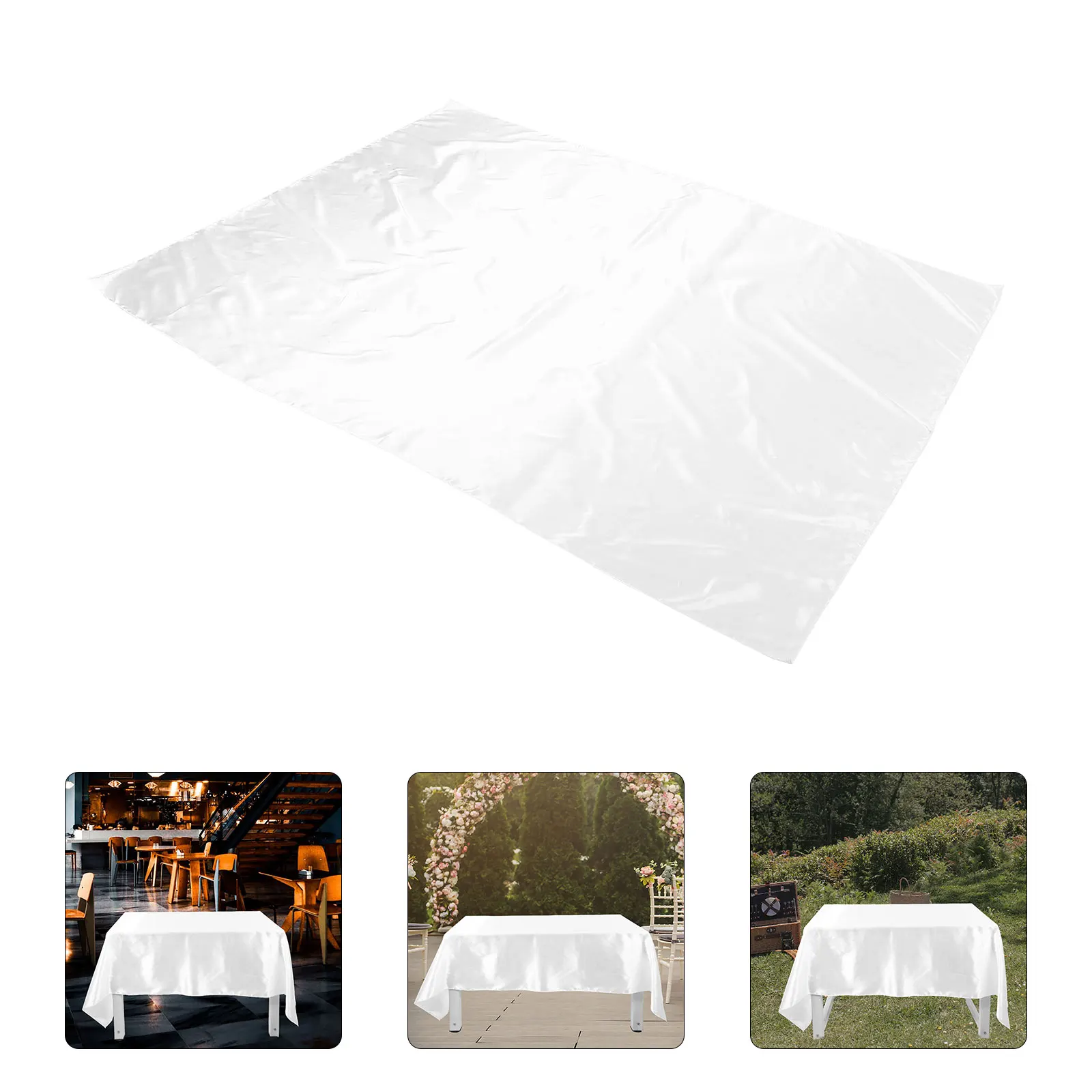 

White Rectangular Tablecloth Wedding Party Cover Reusable Polyester Table Cloth Washable Elegant Dining Coffee Banquet Table