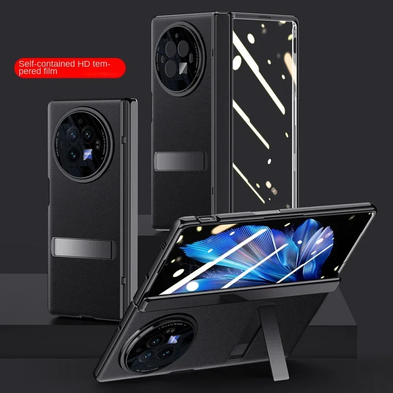 

Кожаный защитный чехол из закаленного стекла с экраном для VIVO X Fold 3 X Fold3 Pro, универсальный пружинный держатель на петлях