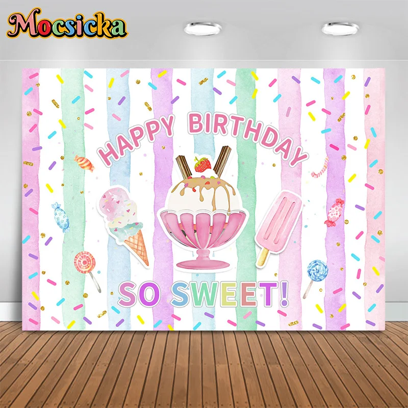 

Mocsicka Photography Backdrops Ice Cream Candy Backgrounds Baby Shower Cake Smash Boys Girls Birthday Party Kids Photo Studio