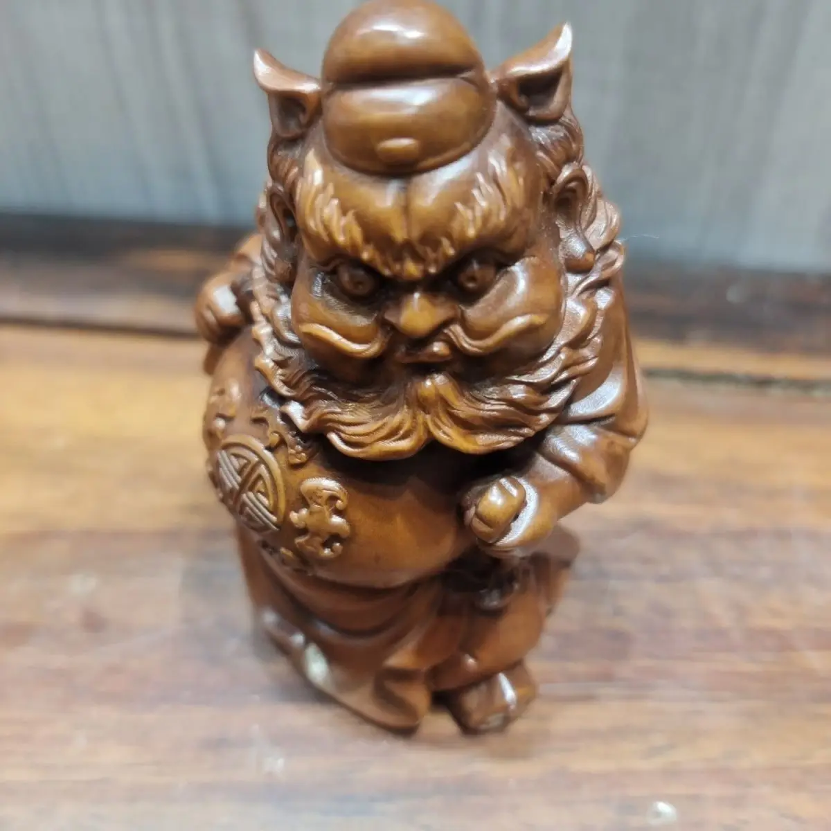 Hand Carved Wood Zhong kui blessing Statue Figurine Desktop Ornaments Home Decoration Crafts Tea Pet Decor