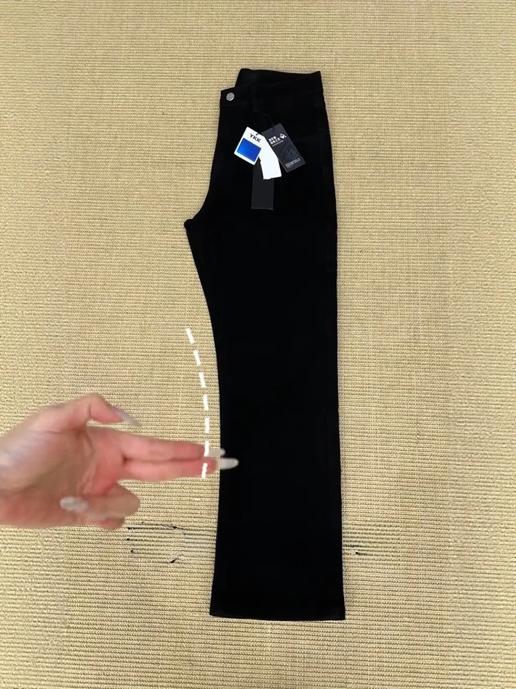 

Мужские джинсы Bla Thiened Fce с высокой талией, прямые, стрейч, облегающие, с эффектом рваных штанин, деним, в стиле High Street