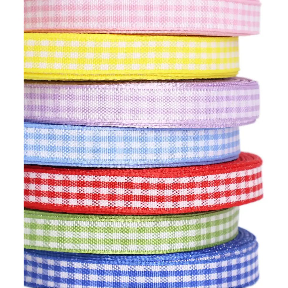 50 Yards Gingham Ribbons Plaid Fabric For DIY Crafts Gifts Wrapping Wedding Christmas Party Decorations Bow Hair Accessories