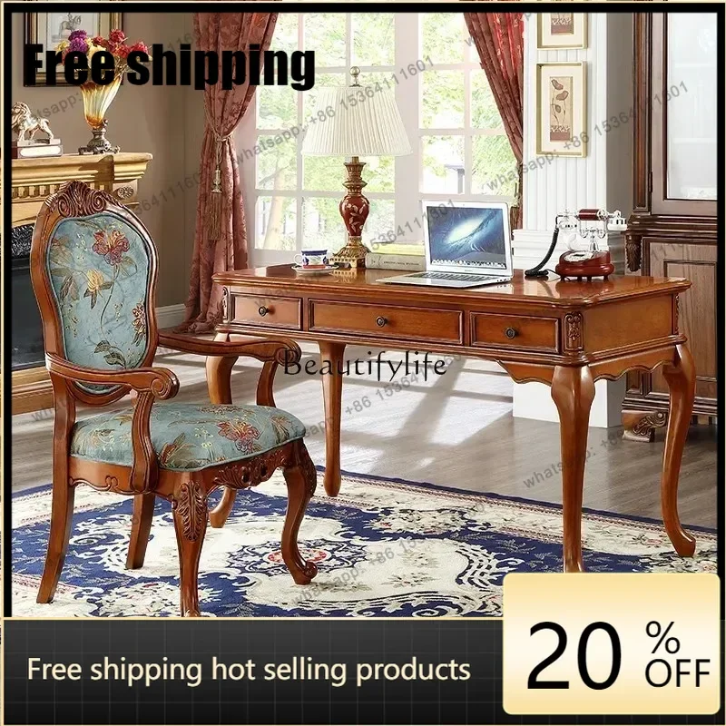 

X4 American solid wood desk and chair combination study furniture European small writing desk desk