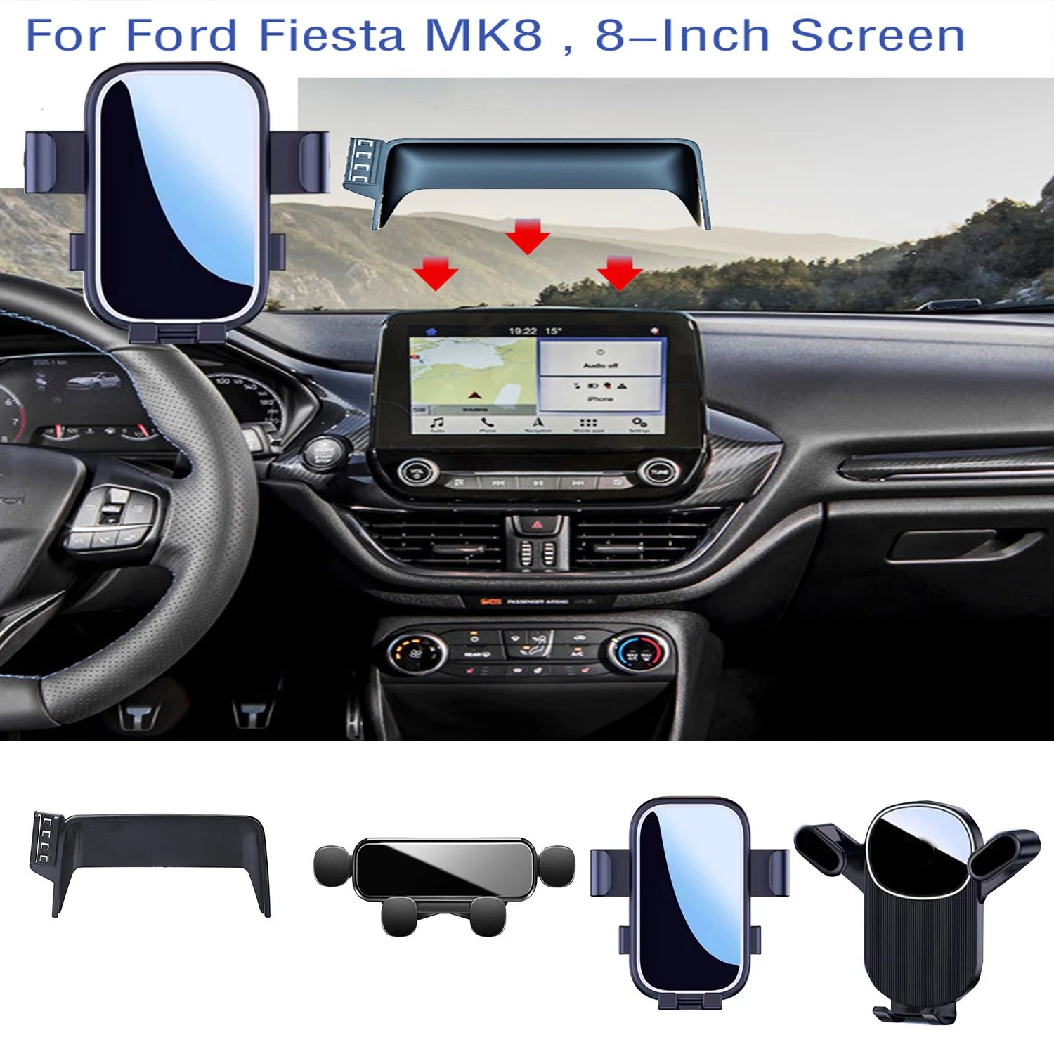 

For Ford Fiesta MK8 Car Phone Holder 8inch GPS Stand Stand Rotatable Support Special Fixed Bracket Base AccessorieS