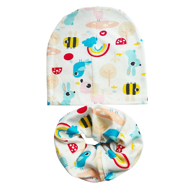 New Winter Children Scarf Hat Sets Cartoon Dinosaur Baby Head Cover Spring Warm Neck Collar Kids Beanies Set Cotton Children Hat