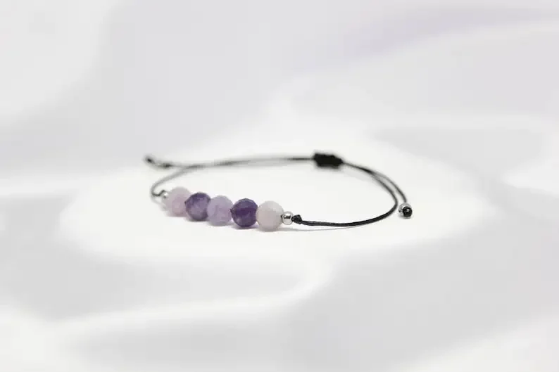 Faceted Sugilite Jewelry for Women Birthday Gift for Best Friend Rope Adjustable Gemstone Crystal Bracelet