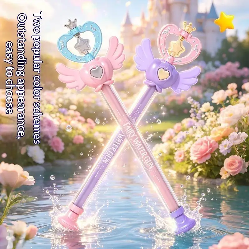 1Pc Magic Fairy Wand Water Battle Toy Sparkling Glitter Stream Blaster Lightweight Easy Pump for Summer Outdoor Fight Boys Girls