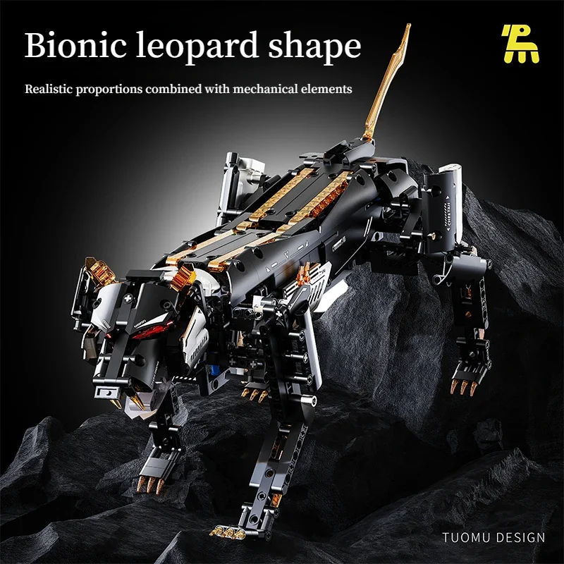 STEM Programmable Bionic Robotic Leopard Building Blocks Remote Control Walk Mechanical Model Bricks Toys for Adult Kids Gifts