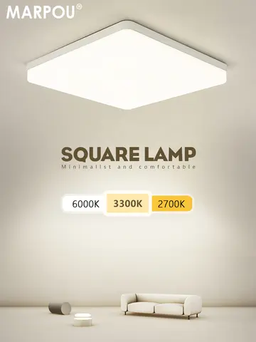 MARPOU Square Led ceiling lamp bedroom lighting Neutral white cold white warm white 48W 36W 24W 18W led ceiling light room